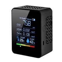 zk30 다기능 5in1 co2 meter 디지털 온도 습도 테스터 이산화탄소 tvoc hcho detector air quality monitor, 씨엔, 흑인