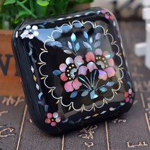 자게장 자개 나비 옷 나전칠기 보석 함 돌반지 귀걸이 보관 조개, 네모난 붉은 조개껍데기개