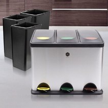 오너클랜 스텐 분리수거함 24L/인테리어휴지통 쓰레기통 재활용, 단품없음