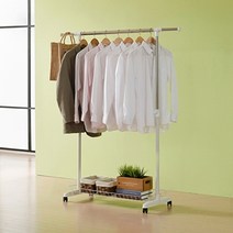 디자인룸즈 에브리 이동식 스탠드 화이트 행거 1단(선반형), 단품