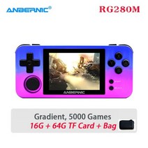 휴대용 레트로 오락실 게임기 ANBERNIC- RG280M 게임 콘솔 2.8 인치 IPS 32G 2500 PS1 Ombre 포켓 미니 RG280 플레이어, CHINA_280M Gradient 64GBAG