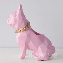 연필꽂이 꽂이함 책상정리 강아지 정리함 보관 조형물 북유럽 공예 아트 수납 펜 홀더 장식품, 분홍색