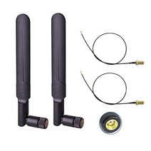 DANUC 2 x 6dBi 2.4GHz 5GHz 듀얼 밴드 WiFi RP-SMA 안테나 + 무선 라우터용 2 x 20cm U.fl/IPEX 케이블 미니 PCIe 카드 네트워크 확장, black