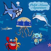 다이찌몰 바다동물5종 와펜 자수 열접착패치, 1개, CRAB