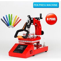 승화전사 스타일 펜 열 프레스 기계 볼펜 전송 인쇄기 DIY 인쇄 로고 6 PCs 한 번 in 1, 01=RED_EU