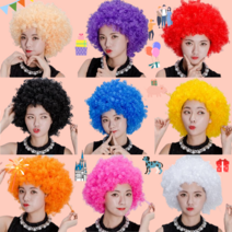 뽀글이가발 백발가발 할머니가발 레게 노래방 어린이, 점보가발 블랙
