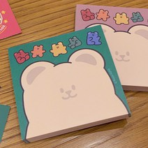 [바보사랑] 100매 레인보우젤곰이 떡메모지 캐릭터떡메모지, 색상:그린100매