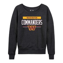 NFL 여성용 플러스 사이즈 차콜 크루넥 축구 의류 가벼운 슬라우치 래글런 소매 풀오버 506218, Washington Commanders - Charco
