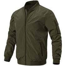 Gopune 남성용 방풍 봄버 재킷 경량 윈드브레이커 아웃도어 골프 패션 코트, Large, Army Green