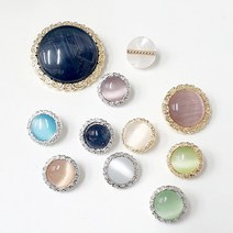 비즈라이프 캣츠아이 보석단추5, B-0054 16mm  캣츠아이 2번단추, 백금도금, 1개