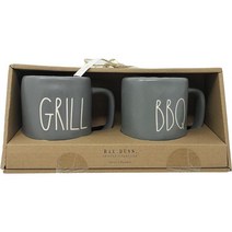 Rae Dunn 782809 래던 세라믹 향신료 쉐이커 2종세트그레이그릴BBQ, Grey/Grill/BBQ