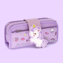 캐보트 캐릭터 필통 초등 학교 학생 남아 여아 고학년 2단 여자필통 여아필통 파우치 강남 1학년 6세 7세 8세, 캐릭터 캔버스 필통-유니콘+연필1자루
