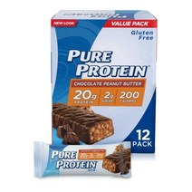 Pure Protein 퓨어프로틴 Bars 초콜렛맛 피넛 버터 20g 1.76 oz 12 Ct