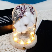 [바보사랑] LED 목화 프리저브드 유리돔 무드등 여자친구 생일 기념일 선물, 상세 설명 참조