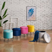 [솔직한가격] A7291 벨벳 원형 수납스툴 블랙 5colors가구전문점 빠른대응, 옐로우