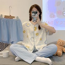 여름 잠옷 여성용 신작 달콤한 만화 파자마 걸즈 3세트