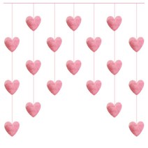 하트문발 인테리어 현관 출입문 장식 커튼 아라, 핑크 컬러, 7줄(18하트)