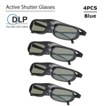 2022 액티브 셔터 안경 dlp-link 3d 안경 usb 충전식 dlp 링크 프로젝터 xgimi optoma lg acer jmgo benq w1070, 블랙 4pc