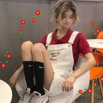 SAMARA 점프수트 귀여운 야자수 롤업 멜빵 반바지 팬츠