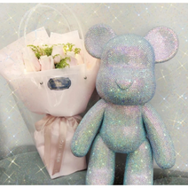 베어브릭 23CM 핸드메이드 DIY 큐빅 베어 에나멜 피규어 인형 곰인형 생일선물 베어브릭스, 젤리 화이트(세트)