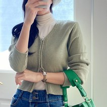 여성 터노마 집업 숏 가디건/니트/크롭/미니/볼레로/브이넥/니트티셔츠/데일리/심플/베이직/가을/겨울/여자