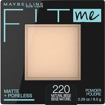 메이블린 핏 미 매트 + 포어리스 프레스 페이스 파우더 메이크업 & 세팅 파우더 반투명 1개입, Natural Beige