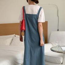 여자 코튼 귀여운 포켓 멜빵 나시 원피스