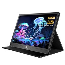 NexiGo 4K 휴대용 모니터 17.3인치 400니트 FreeSync 100% 어도비 RGB HDR IPS 디스플레이 OTG 확장 기능이 있는 듀얼 스피커 아이 케어 스