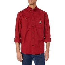 Carhartt 남성용 Rugged Flex Rigby 긴소매 작업 셔츠 (레귤러 빅 & 톨 사이즈) 네이비 Small, Oxblood