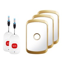 스마트 홈 무선 호출기 초인종 노인 비상 경보 80m 원격 방수 무선 차임 벨 미국 eu 영국 플러그 sos 버튼, [12] gold 2x3, [04] AU