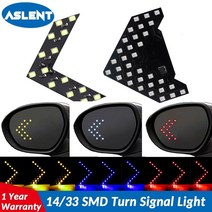 자동차후진등 호환 Aslent 2pcs 1433 smd led 화살표 패널 자동차 후면보기 미러 표시기 신호등 자동차 led 백미러 빛 dc 12v, 파란색, 33smd 동적