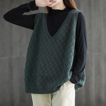 스타일아유 여자 오버핏 브이넥 데일리 여성 니트 조끼 베스트 [AYA8VT0024]