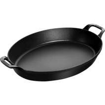 STAUB 타원형 베이킹 접시 3587436166, Matte Black_14.5x11.2-inch
