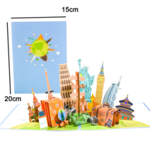 3D 팝업 카드 꽃 생일 카드 기념일 선물 엽서 메이플 체리 트리 청첩장 인사말, 04 Tourist card