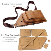 가죽공예 도안 37cm x 20cm DIY 수제 남성용 가슴 주머니 동전 지갑 봉제 패턴 하드 종이 스텐실 템플릿, 한개옵션0