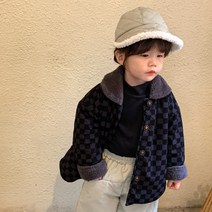 도오빠 그리더킷 아동 털 기모 겨울 자켓 따뜻한 체크보드 패턴 캐주얼 아우터 여아 남아 공용 키즈 주니어 어린이