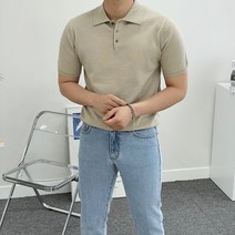 [5컬러] 게이지 남자 오픈 단추카라 반팔니트