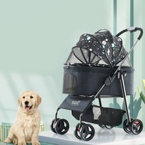 개모차 강아지 유모차 경량 폴딩 휴대용 카시트 겸용, 레드