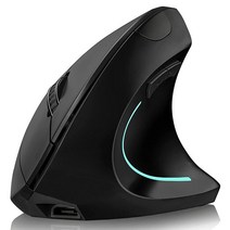 수직 마우스 2.4GHz 무선 충전식 인체 공학적 수직 컴퓨터 게이밍 마우스 편안한 그립 2400 DPI 광학 USB PC 게이밍 마우스 노트북 맥용, Black