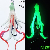 주꾸미 낚싯대 가성비 Bkk 문어 발광 글로우 후크 실리콘 스커트 고무 지그 보조 헤드 도미 15 17 4 개, [01] Size15  4pcs, [03] mixed 2 colors