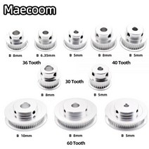 벨트풀리 타이밍벨트 Maecoom GT2 타이밍 풀리 3D 프린터 30 36 40 60 치아 휠 보어 5mm 8mm 알루미늄 기어