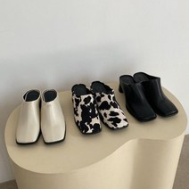 여성블로퍼 리얼 가죽송치 굽5cm 슬리퍼
