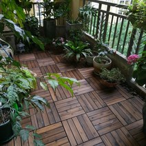 나무 바닥 부식방지 원목 발코니 마루 타일 야외, 직선형 ACQ30x30cm--0.09, 1개