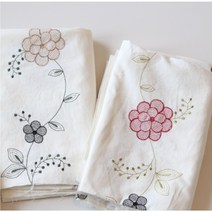 혜인천 대폭 20수 바이오워싱 광목자수 연꽃줄기 2종, 빨강