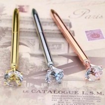 갓샵 보석볼펜 2종 다이아몬드볼펜 진주볼펜 특이한볼펜 판촉물 답례품, 다이아몬드-로즈골드