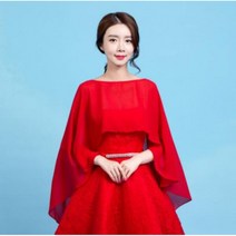 여성볼레로 가디건 긴 쉬폰 케이프 숄 웨딩 자켓 어깨를 으채는 볼레로 랩 블랙 오프 화이트 레드 원 사이즈 110969
