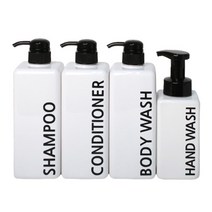 로맨틱노벰버 0.8L 사각흰색 욕실디스펜서&거품용기 세트, 1세트