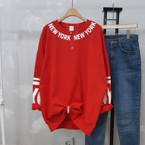 상상그이상 여성용 국내제작 NY 맨투맨 유니크한 넥라인 레터링 포인트 부드러운 경쾌한핏 부담없이 입기좋은 롱기장 루즈핏 데일리 맨투맨