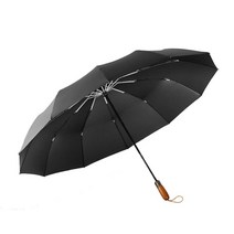 풀카본우산최고 등급 남자 우산 자동 방풍 12 갈비 나무 손잡이 접는 검은 색 우산 큰