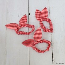 (도매콜) ABM 레드체크리본머리끈3p